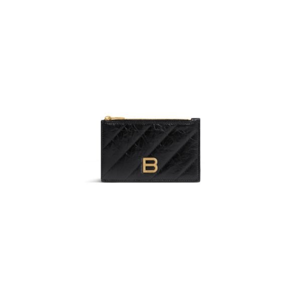발렌시아가 여성 크러시 롱 코인 & 카드 홀더 블랙 퀼트 766465210J11000