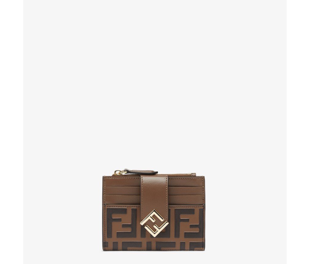 펜디 FF 다이아몬드 지퍼 카드 케이스 갈색 8M0507ADYMF13VK