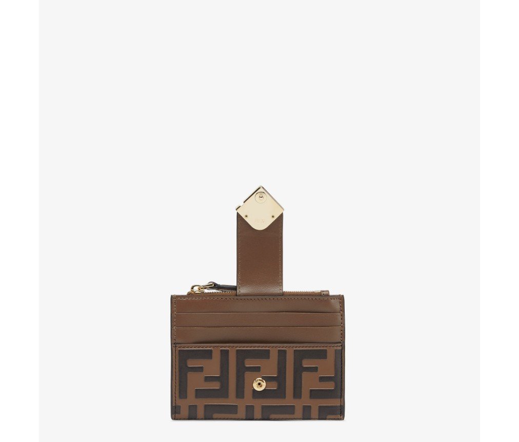 펜디 FF 다이아몬드 지퍼 카드 케이스 갈색 8M0507ADYMF13VK - 이미지 4