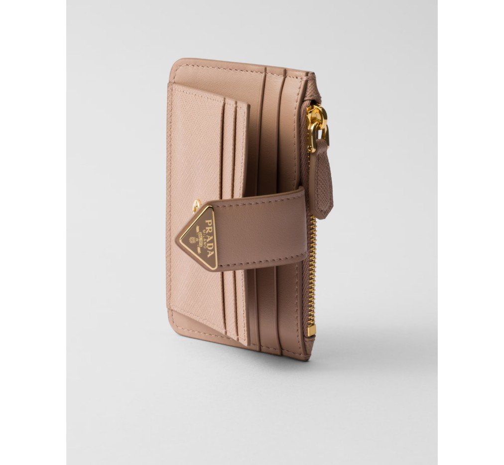 프라다 사피아노 및 매끄러운 가죽 카드 홀더 파우더 핑크 1MC038_2DYG_F0236 - 이미지 2