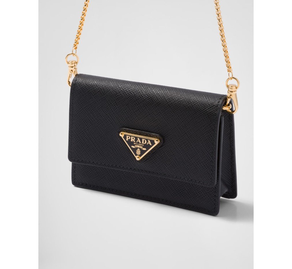 프라다 어깨 스트랩이 달린 사피아노 가죽 카드 홀더 검은색 1MR034_QHH_F0002 - 이미지 2