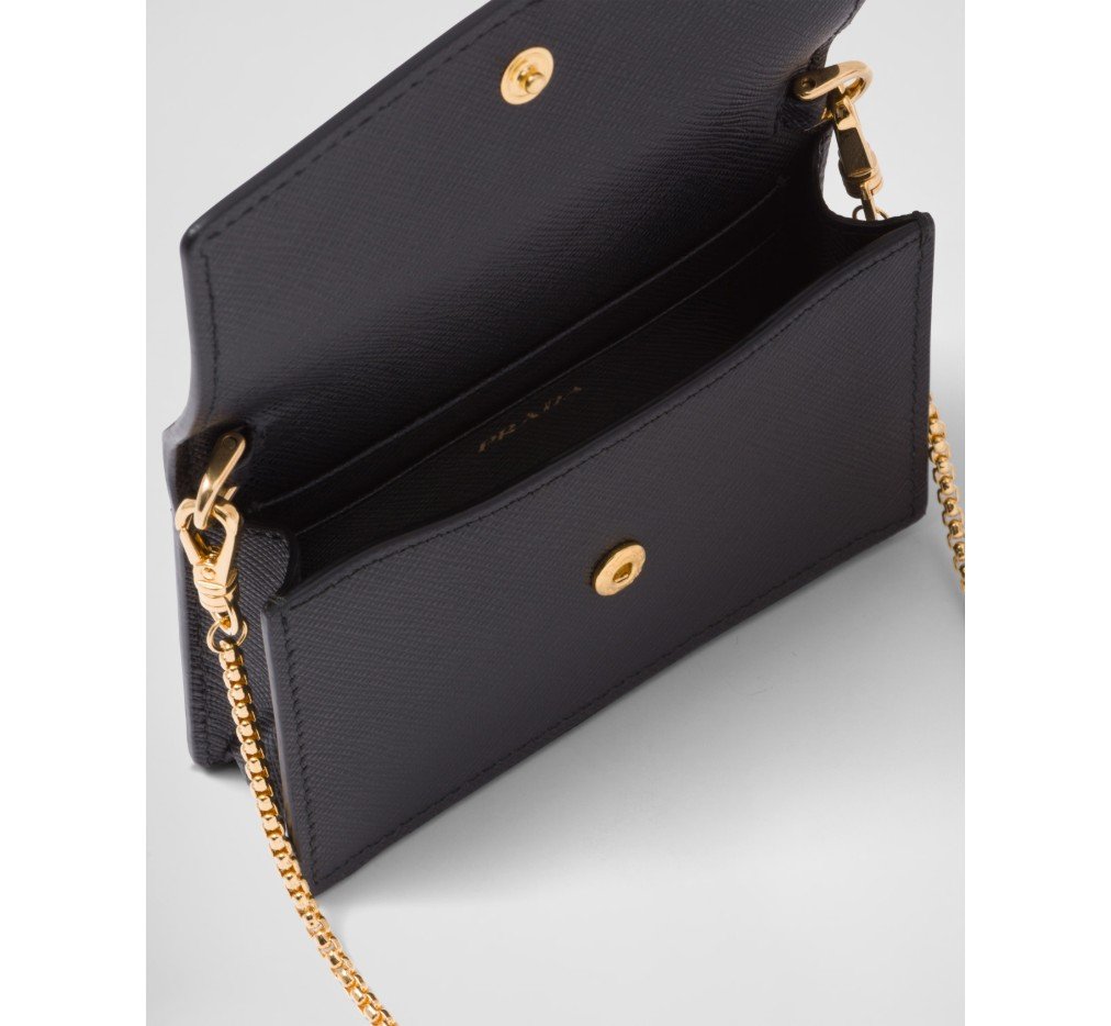 프라다 어깨 스트랩이 달린 사피아노 가죽 카드 홀더 검은색 1MR034_QHH_F0002 - 이미지 4