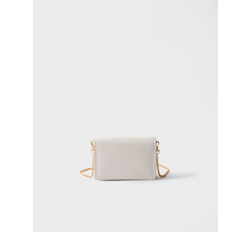 프라다 어깨 스트랩이 달린 사피아노 가죽 카드 홀더 분필 흰색 1MR034_QHH_F0K74 - 이미지 3