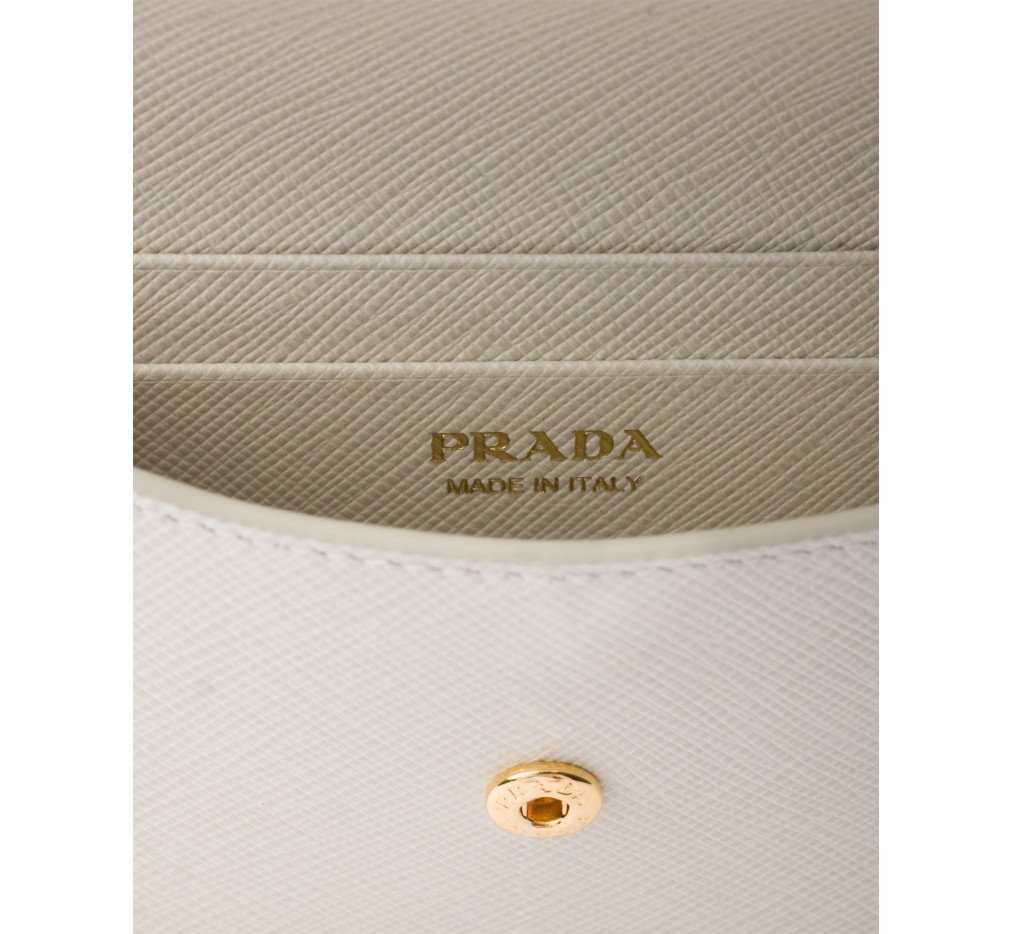 프라다 어깨 스트랩이 달린 사피아노 가죽 카드 홀더 분필 흰색 1MR034_QHH_F0K74 - 이미지 4