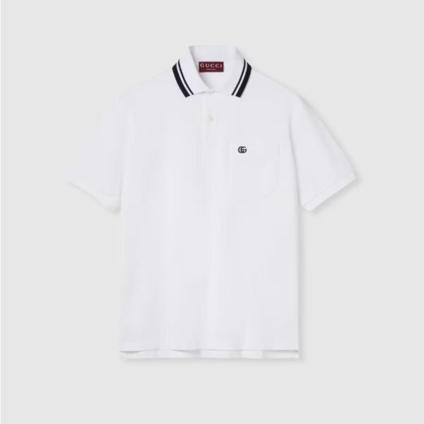 구찌 자수가 있는 코튼 피케 폴로 셔츠 795174XJHHM9000
