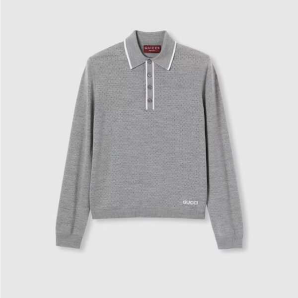 구찌 인타르시아가 들어간 고급 울 니트 폴로 셔츠 824573XKESP1130