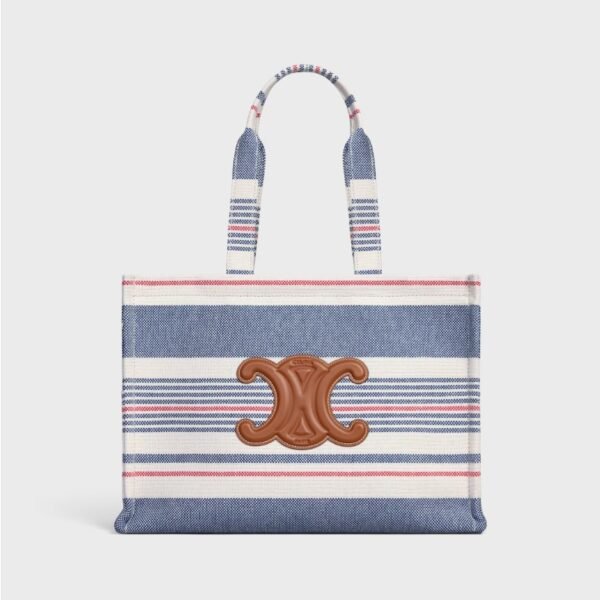 셀린느 라지 CABAS THAIS 스트라이프 텍스타일 및 송아지 가죽 196762GQD.07BA