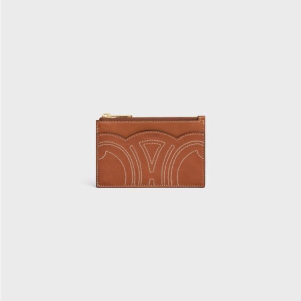 셀린느 천연 송아지 가죽 지퍼 카드 홀더 10K583EMH.38NO