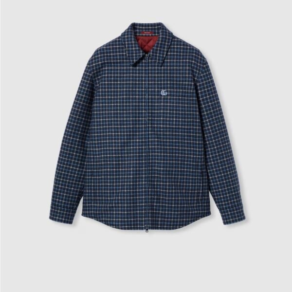 구찌 자수가 들어간 울 플란넬 지퍼 재킷 832286ZASBN4069