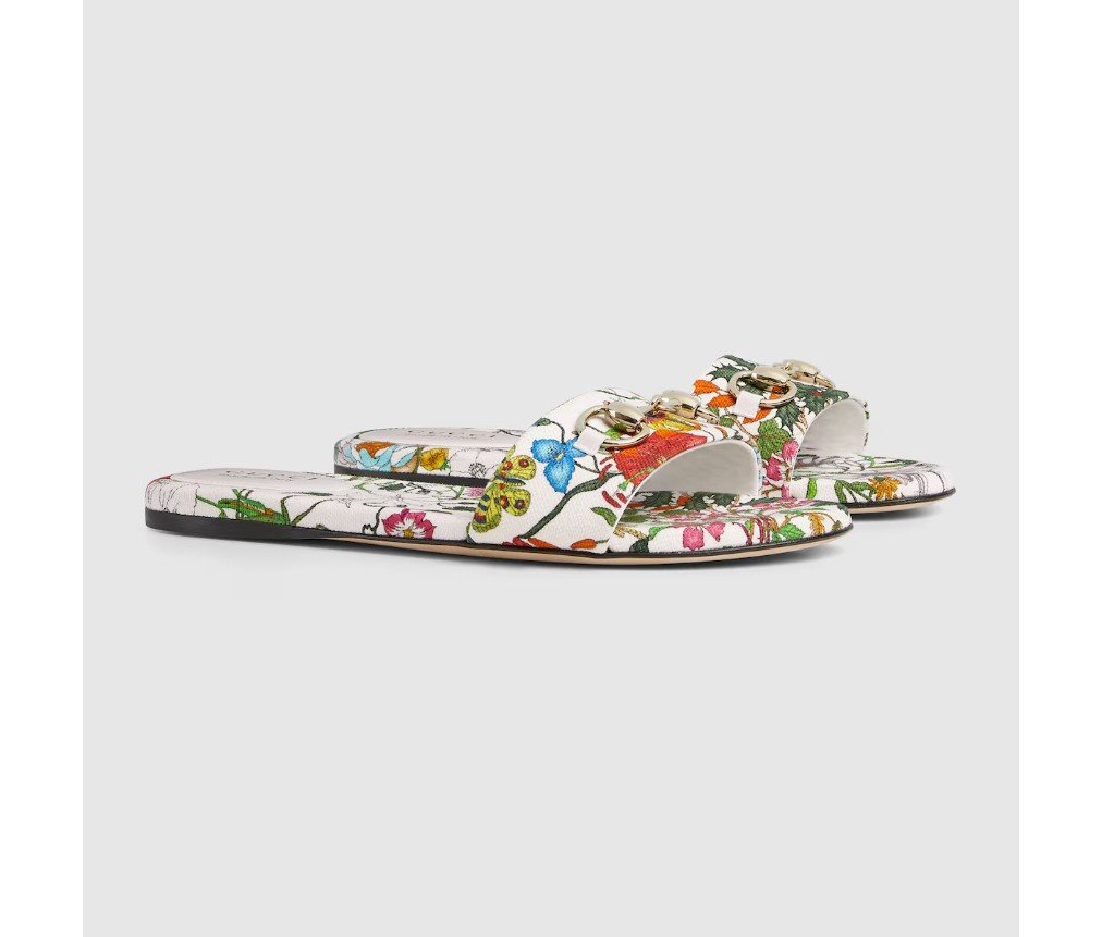 구찌 호스빗 장식이 있는 여성용 슬라이드 샌들 835828FAESV9151 - 이미지 2