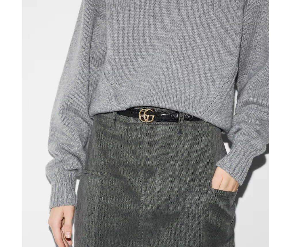 구찌 GG 마몽 얇은 벨트 625839AAD5L1000 - 이미지 3