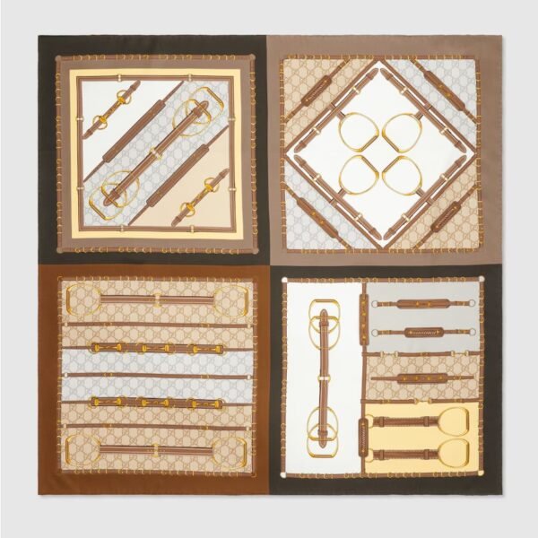 구찌 인쇄된 실크 능직 카레 7862223G0012279