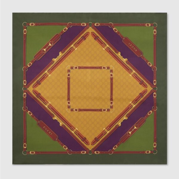 구찌 인쇄된 실크 능직 카레 8478933G0017771