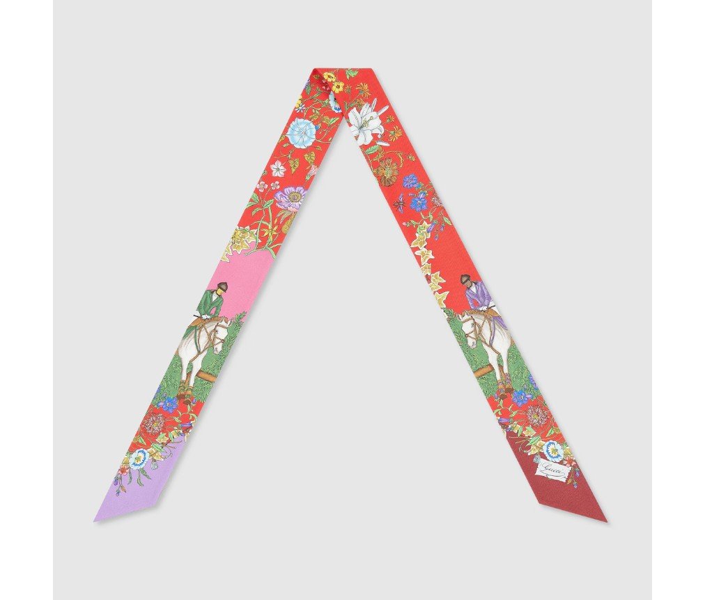 구찌 올오버 플로럴 프린트 실크 리본 8167153G0016174 - 이미지 2