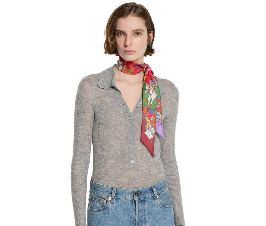 구찌 올오버 플로럴 프린트 실크 리본 8167153G0016174 - 이미지 3