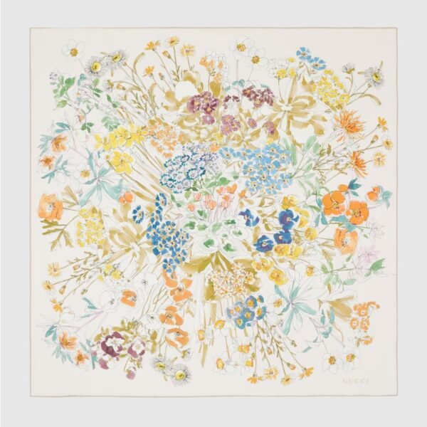 구찌 인쇄된 실크 능직 카레 8315983G0017479