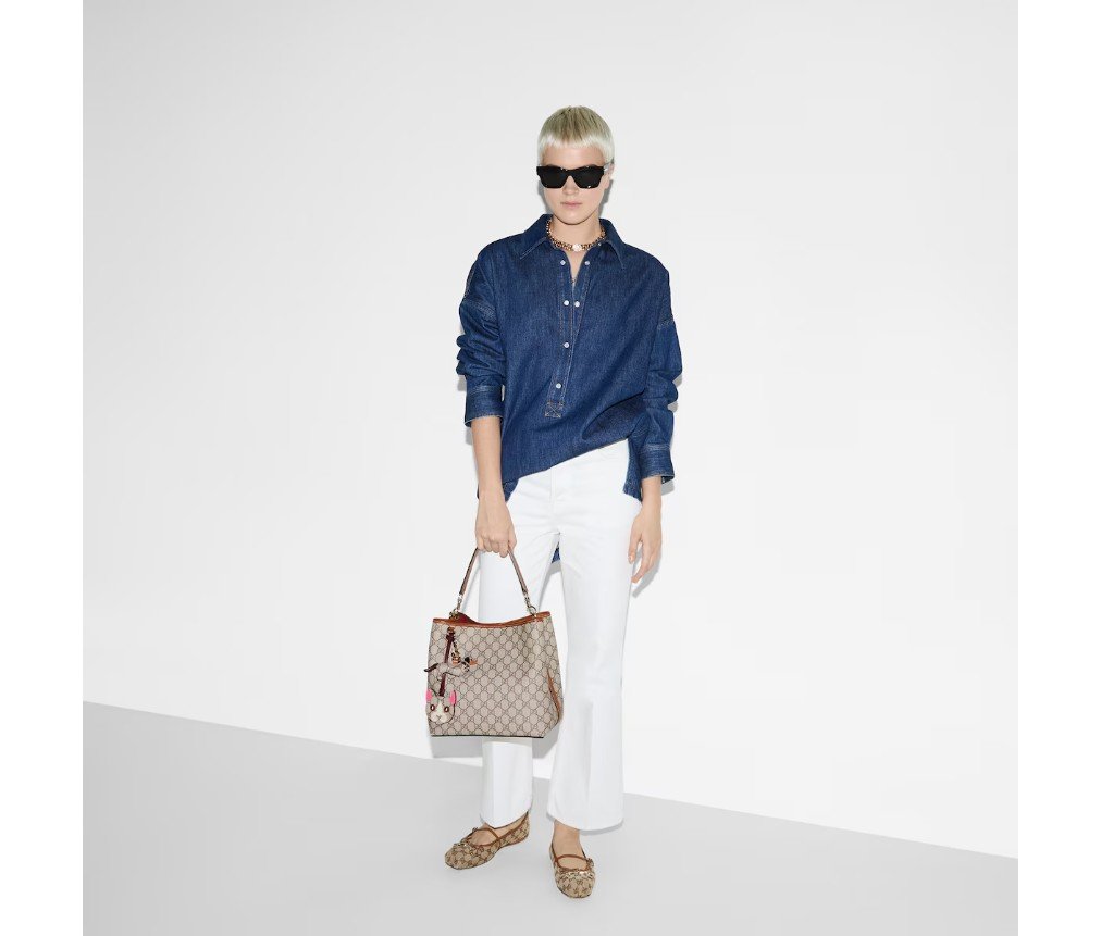 구찌 GG 엠블럼 미디엄 버킷 백 815103FAD6L9758 - 이미지 5