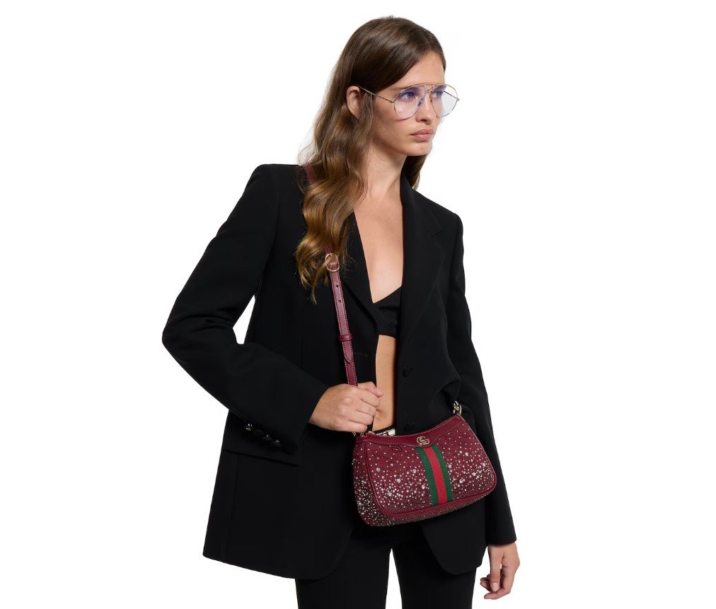 구찌 OPHIDIA CRYSTALS 스몰 숄더백 841341FAFFA8541 - 이미지 4