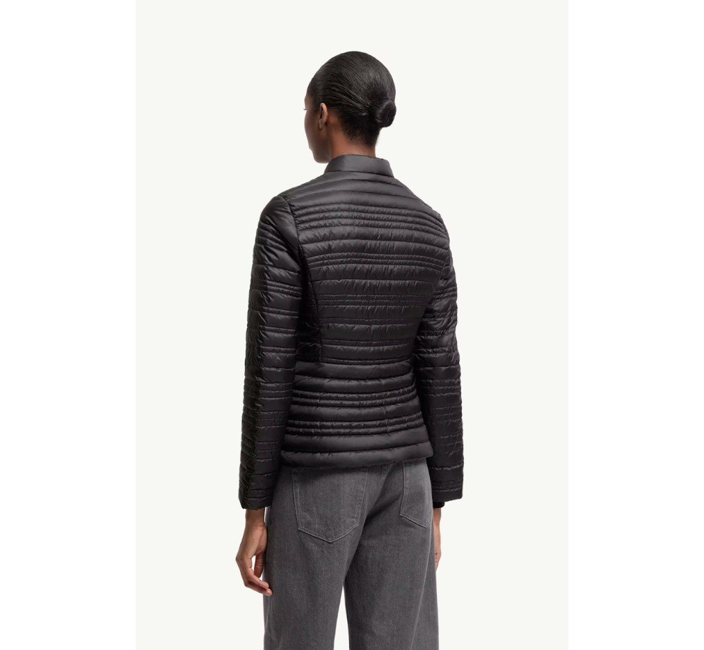 몽클레르 카테어 스트라이프 퀼팅 다운 충전 바이커 재킷 L10931A00049597YF999_F - 이미지 4