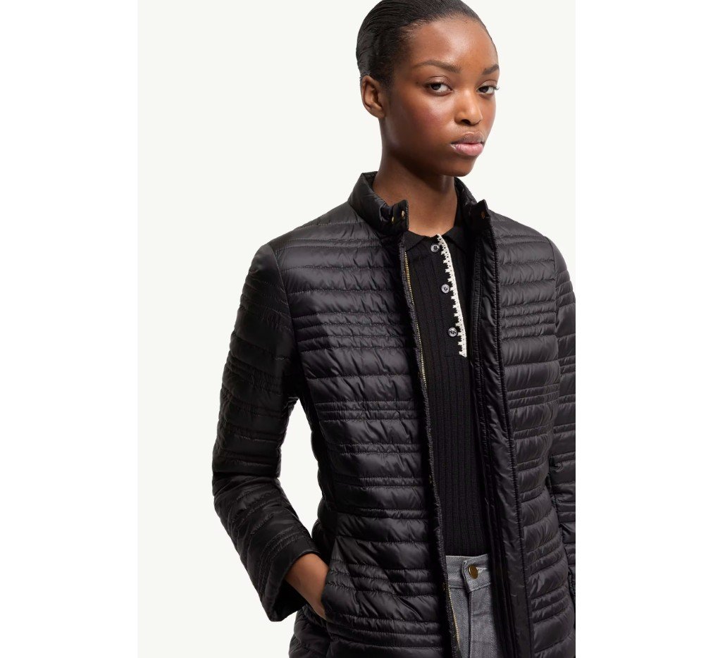 몽클레르 카테어 스트라이프 퀼팅 다운 충전 바이커 재킷 L10931A00049597YF999_F - 이미지 5