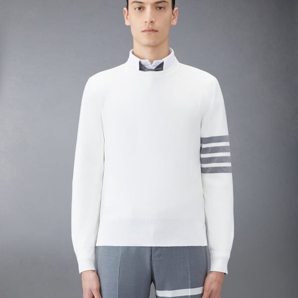 톰브라운 코튼 크레이프 4-바 풀오버 MKA202A-00219-100