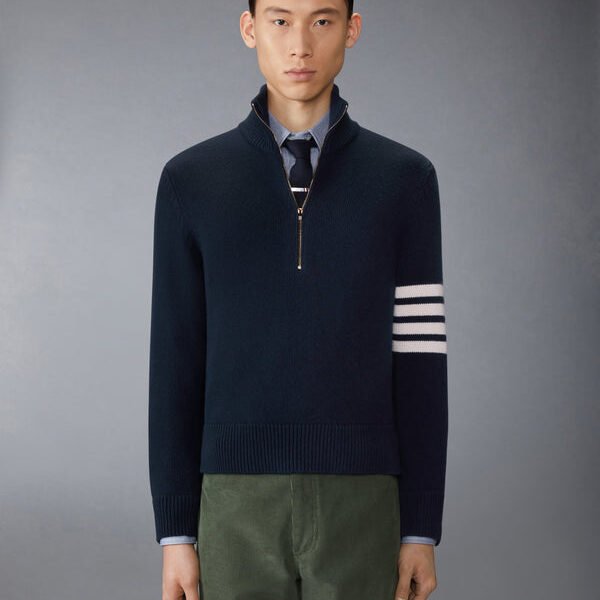 톰브라운 메리노 울 4-바 퍼널 넥 풀오버 MKA567A-Y1029-415