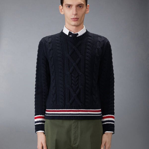 톰브라운 아란 케이블 스티치 메리노 울 풀오버 MKA570A-Y1005-415