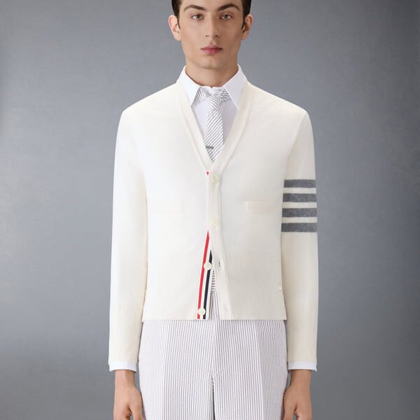 톰브라운 클래식 캐시미어 4-바 브이넥 카디건 MKC001A-00011-100