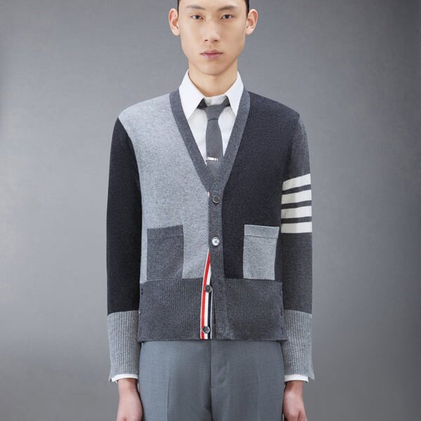 톰브라운 펀믹스 캐시미어 4-바 브이넥 카디건 MKC001F-00011-982