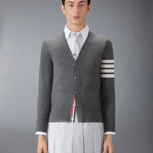 톰브라운 파인 메리노 울 4-바 클래식 카디건 MKC002A-Y1014-038