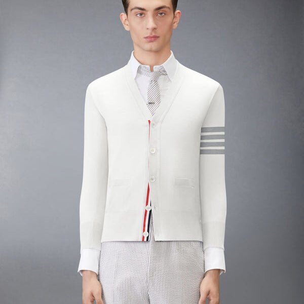 톰브라운 파인 메리노 울 4-바 클래식 카디건 MKC002A-Y1014-100