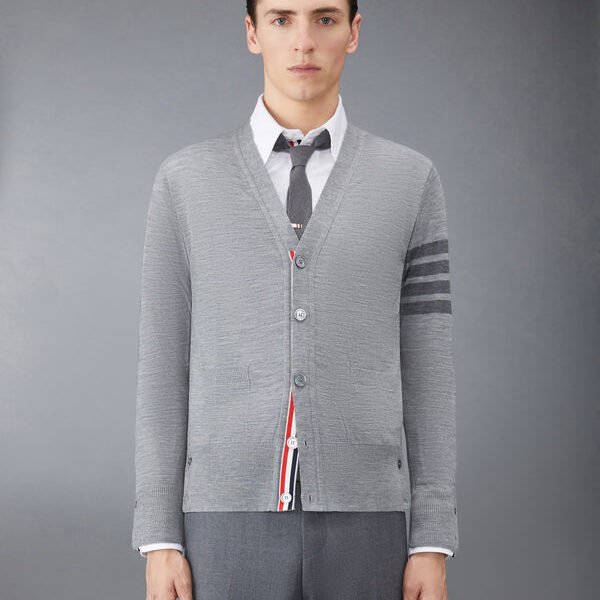 톰브라운 울 4-바 브이넥 카디건 MKC002B-Y1014-055