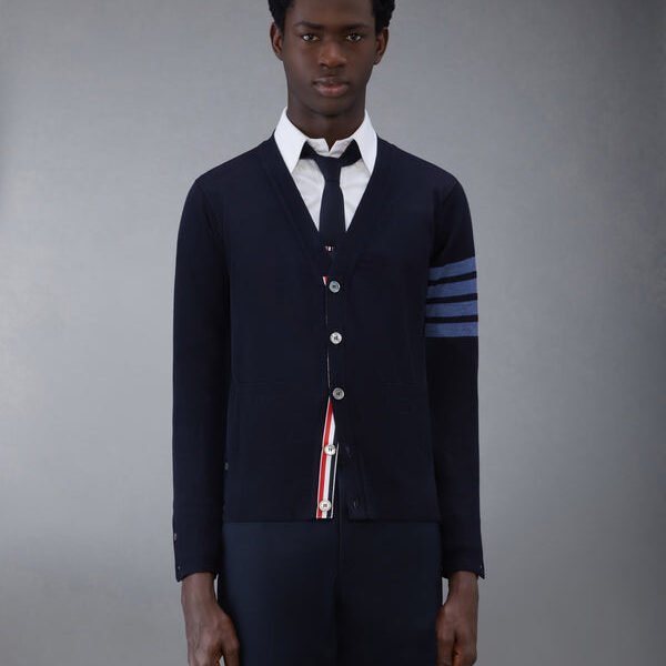 톰브라운 울 4-바 브이넥 카디건 MKC002B-Y1014-415