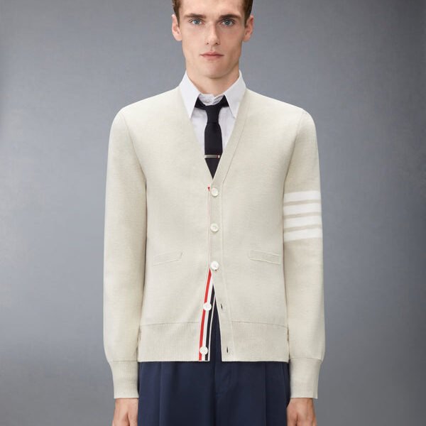 톰브라운 코튼 크레이프 4-바 밀라노 스티치 카디건 MKC171A-00219-260