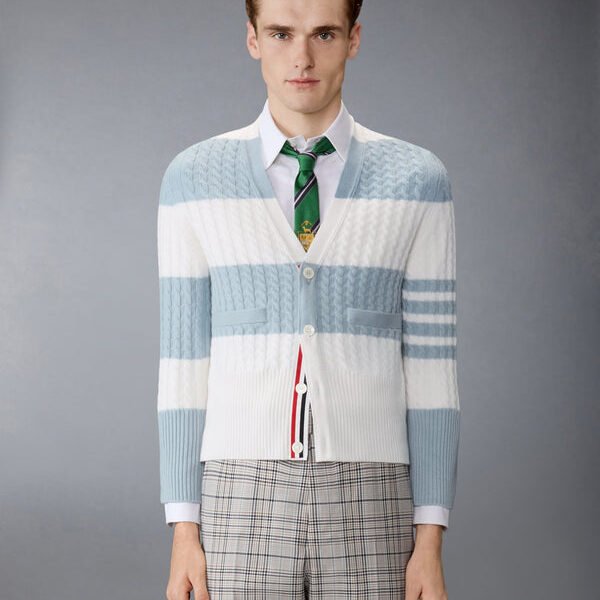 톰브라운 캐시미어 베이비 케이블 스티치 4-바 카디건 MKC626A-Y2001-908