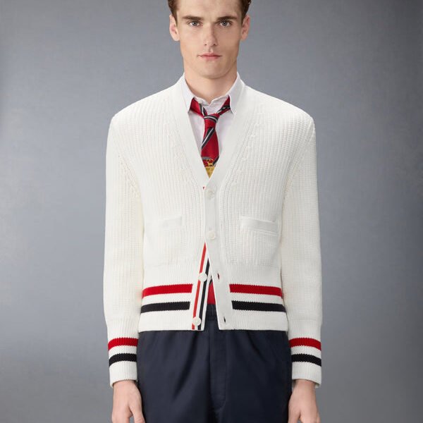 톰브라운 하프 카디건 스티치 코튼 RWB 카디건 MKC629A-Y3062-100