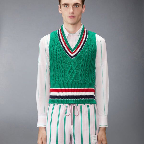 톰브라운 청키 캐시미어 RWB 스트라이프 베스트 MKV095A-Y2001-345