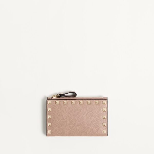 발렌티노 락스터드 그레이니 카프스킨 지퍼 카드홀더 7W2P0605VSH_P45