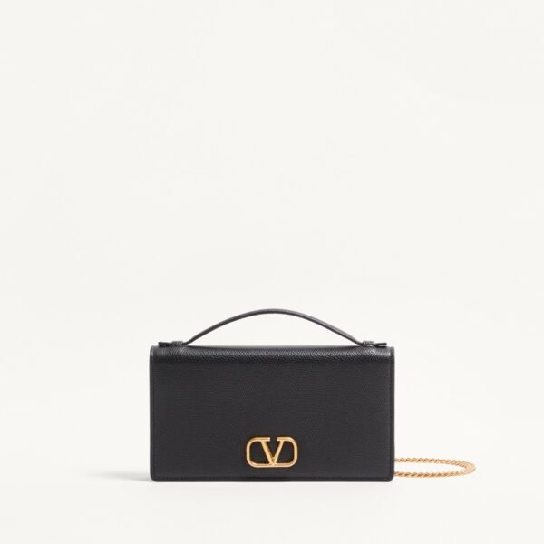 발렌티노 가라바니 브이로고 시그니처 그레이니 카프스킨 체인 지갑 7W2P0W42SNP_0NO