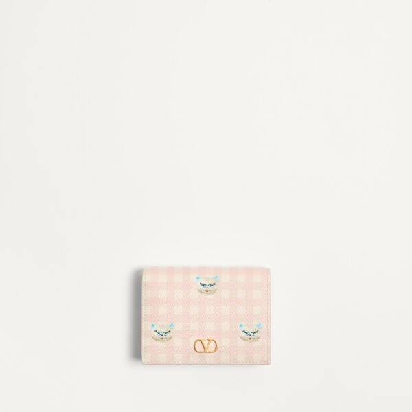 발렌티노 브이로고 시그니처 르 샤 드 라 메종 그레이니 카프스킨 지갑 8W2P0AJ3JVH_9PK