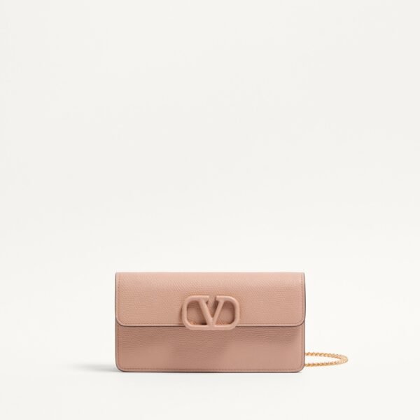 발렌티노 발렌티노 가라바니 브이로고 시그니처 그레이니 카프스킨 체인 지갑 7W2P0S93RQR_GF9