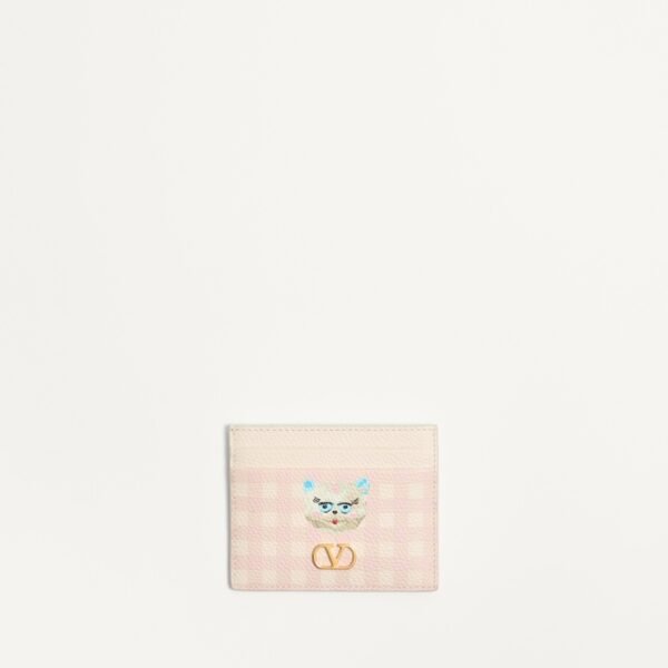 발렌티노 브이로고 시그니처 르 샤 드 라 메종 그레이니 카프스킨 카드홀더 8W2P0AJ7JVH_9PK