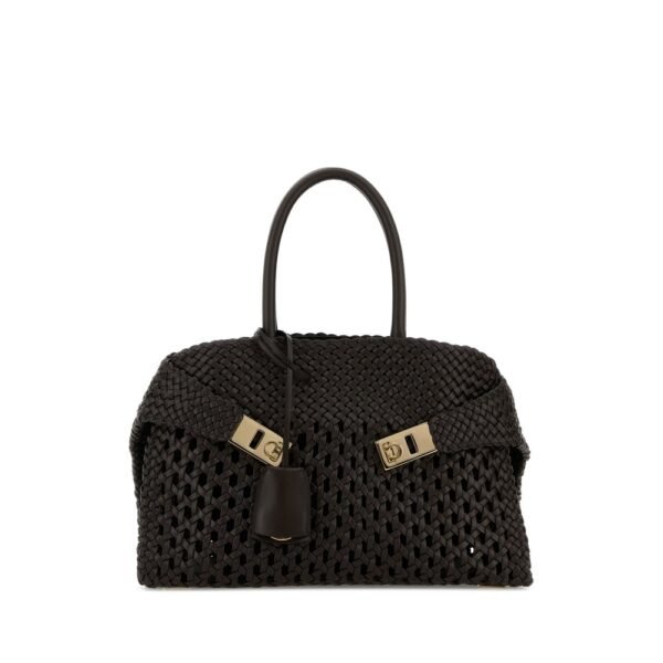 페라가모 다크 브라운 레더 Hug 핸드백 21A474789996 TESTADIMORO