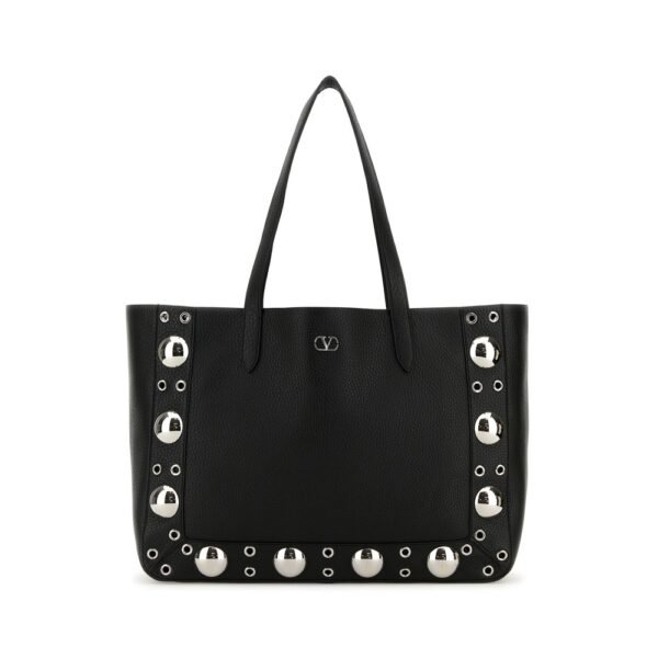 발렌티노 가라바니 블랙 레더 VLogo 시그니처 쇼핑백 6W0B0R79MJL 0NO