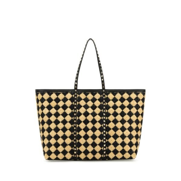 발렌티노 가라바니 자수 라피아 락스터드 쇼핑백 6W2B0R25FFS EX9