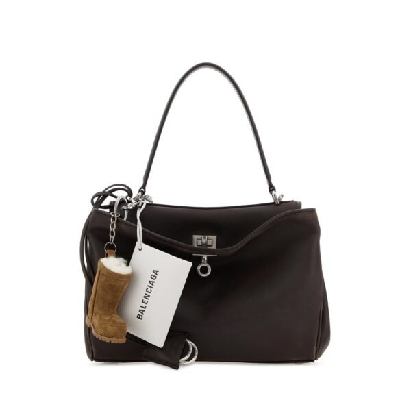 발렌시아가 다크 브라운 레더 스몰 로데오 핸드백 7897792ACAW 2221