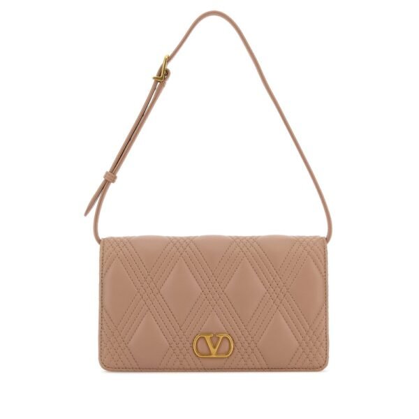 발렌티노 가라바니 Antiqued 핑크 레더 VLogo 시그니처 숄더백 7W2P0AV2MIC GF9