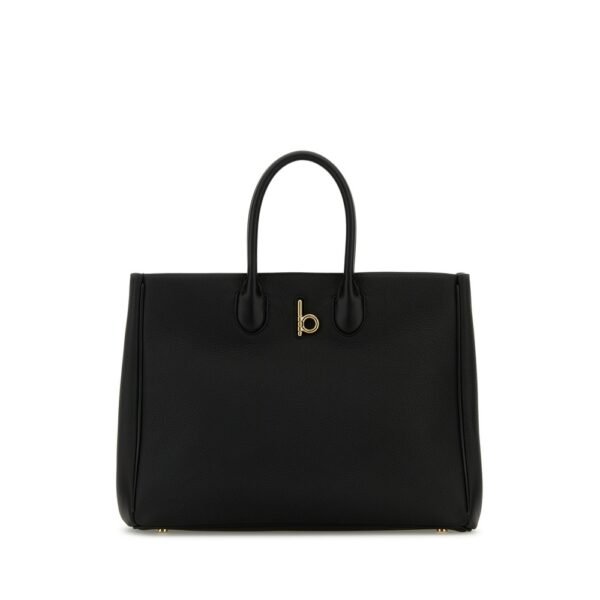 버버리 블랙 레더 미디엄 Rocking Horse 핸드백 8097575 A1189