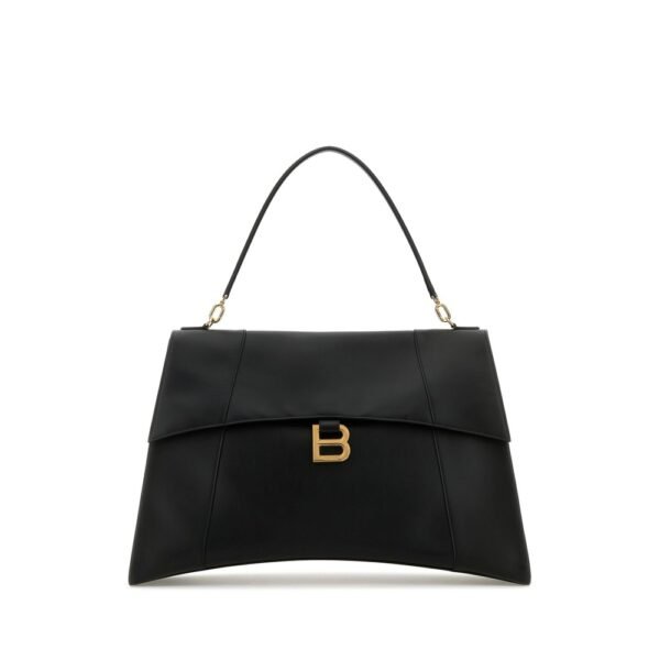 발렌시아가 블랙 레더 라지 아워글라스 소프트 핸드백 8107322ABF9 1000