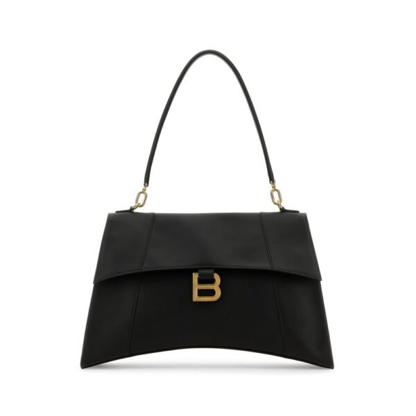 발렌시아가 블랙 레더 아워글라스 숄더백 8107332ABF9 1000